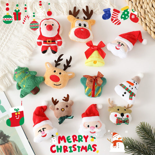 圣诞胸针可爱毛绒圣诞节包包配饰