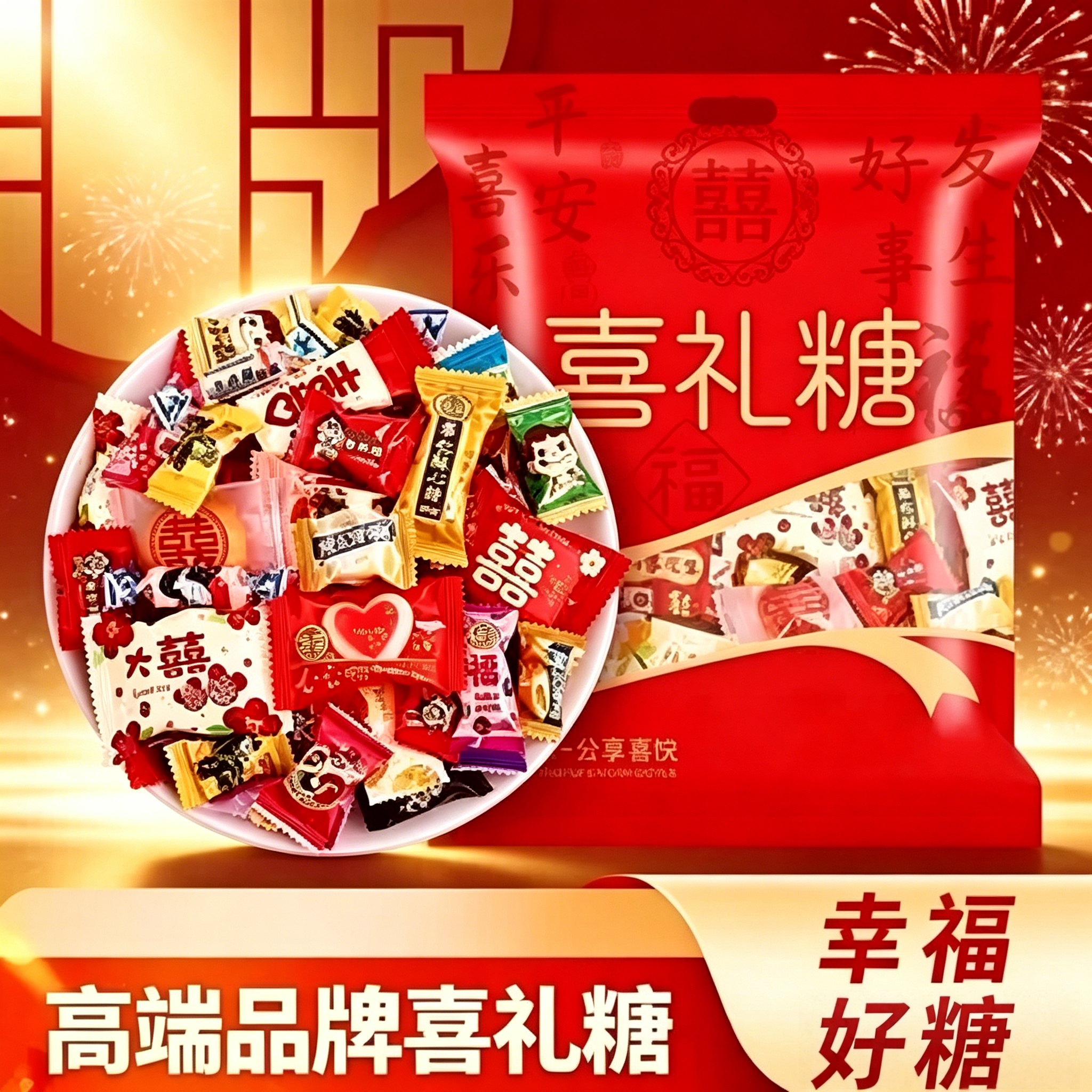结婚喜糖混装大礼包订婚乔迁满月喜礼糖果高级婚糖专用高端混合