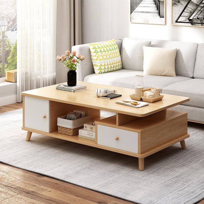 茶几电视柜出租屋桌子客厅家用现代简约小户型阳台茶桌实木腿茶台