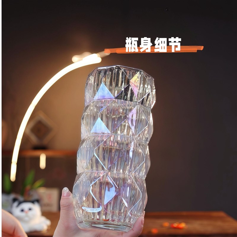 炫彩圆卢梭 | 加厚水晶玻璃花瓶水养鲜切花玫瑰百合餐桌摆件