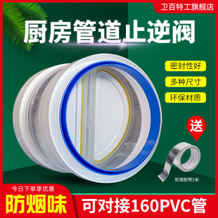 160PVC管道止回阀厨房抽油烟机排烟管道单向防风防串味止逆阀180