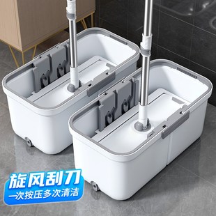 干湿两用平板拖布洗脱一体刮水桶 拖把免手洗家用一拖净2025新款