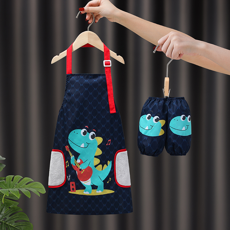 儿童绘画围裙g画画罩衣防水防脏美术反穿衣宝宝幼儿园吃饭围兜饭