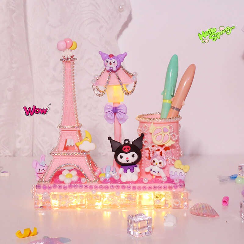 新款diyc流沙漏斗儿童手工奶油胶谁材料包小夜灯冰块笔筒女孩玩具