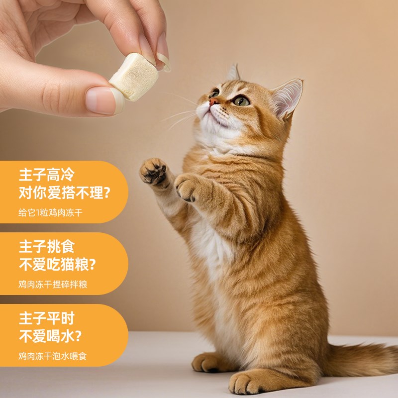 冻干鸡肉粒鸡肉冻干n猫零食猫咪鸡胸肉宠物肉干碎发腮增肥猫粮伴