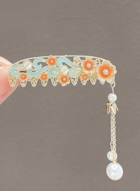 古风花朵琵d琶发夹女气质刘海夹侧边夹网红发卡汉服头饰时尚鸭嘴