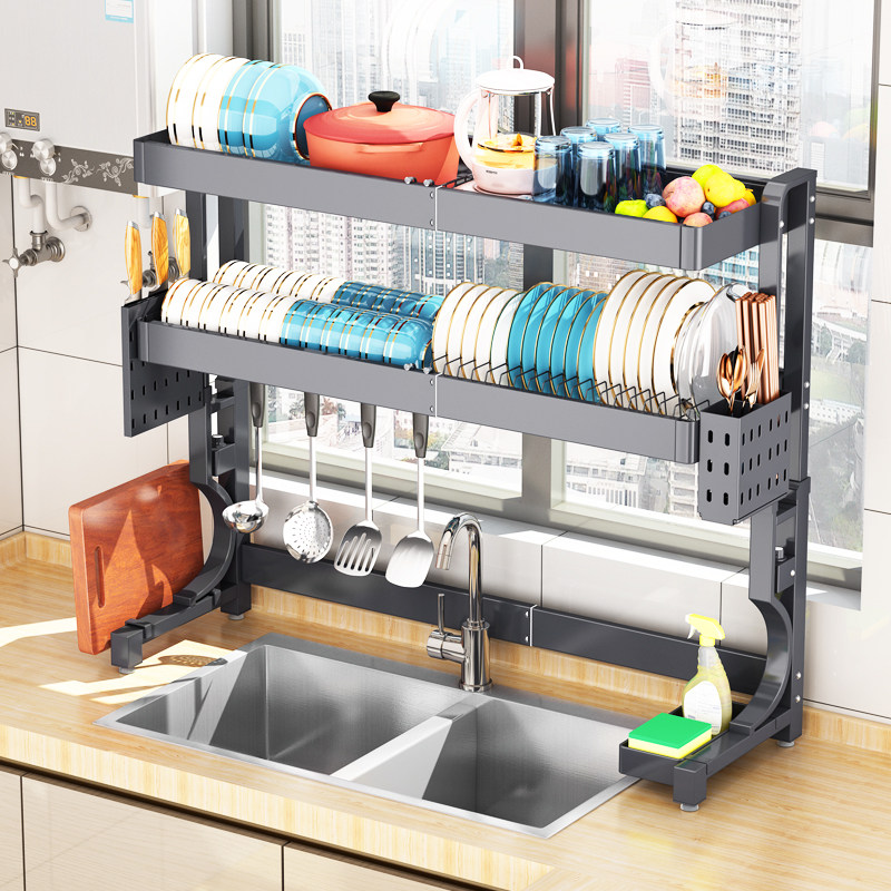 伸缩304d不锈钢厨房水槽置物架放碗架碗盘沥水架洗碗池碗碟收纳架