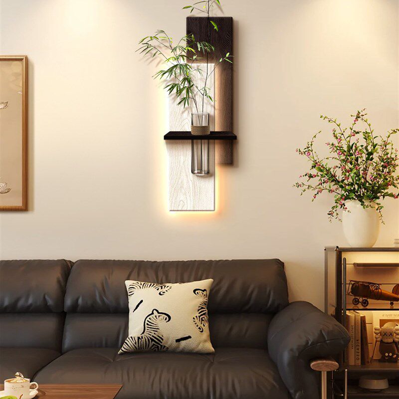 中古风电视背景墙装饰画立体客厅B墙面挂件水培餐厅玄关造景壁灯