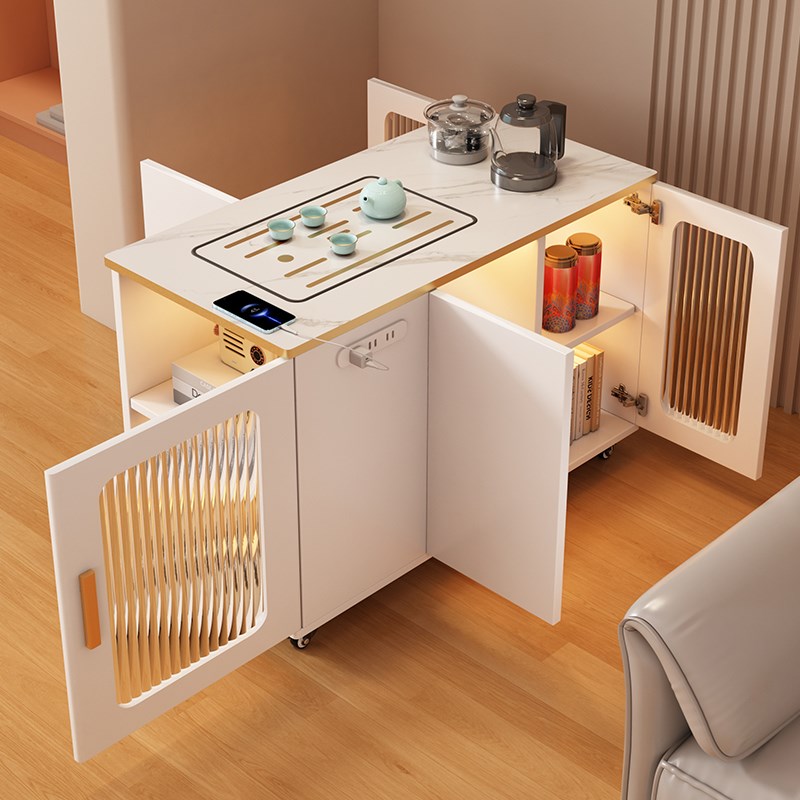 可移动实木茶f桌沙发边几小户型家用茶几烧水泡茶一体茶台阳台茶