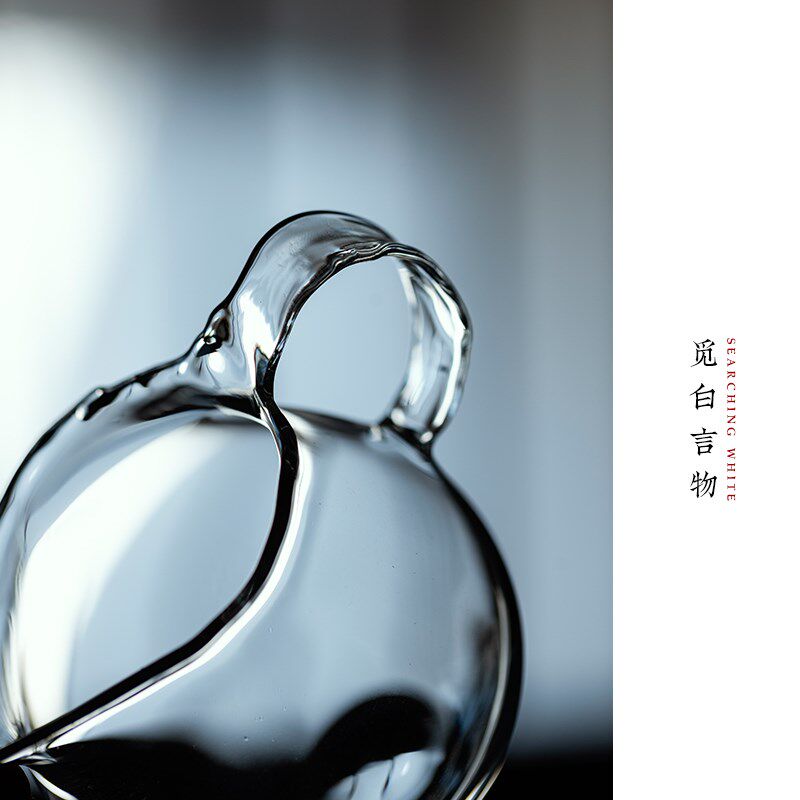 觅白纯手工玻璃公道杯高硼硅耐热分茶器具带把手柄匀杯.吹制茶海