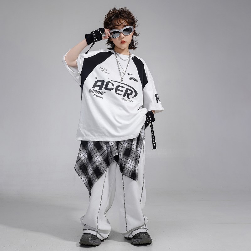 街舞儿童潮服男童嘻m哈酷帅T恤hiphop架子鼓服女童爵士舞演出服装