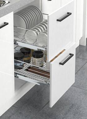 I04不锈钢拉蓝小号碗蓝34L0橱柜内置450F76HMS9H拉0栏500抽屉调味