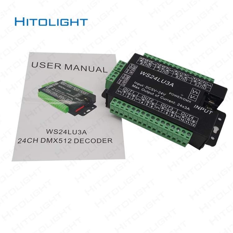 喜来灯WS24LU3A彩色RGB灯带舞台灯led控制器DMX512解码器24通道