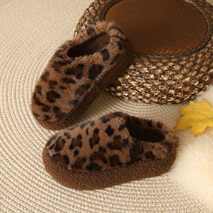 高级感羊羔毛毛拖鞋女2025冬天新款外穿包头厚底懒人室内豹纹棉拖