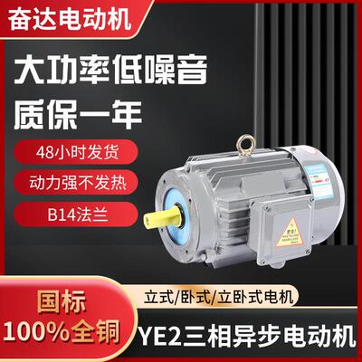 YE2-80M1-2全铜电动机B14法兰电机0.75W-315W马达电机厂家直供