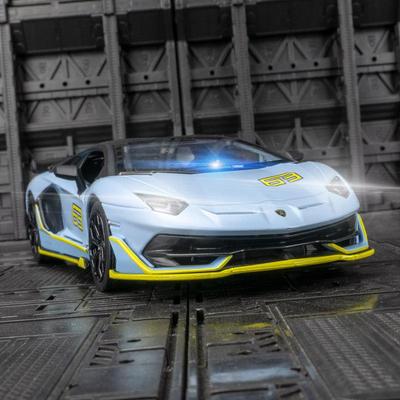 彩珀68272K仿真兰博SVJ63合金赛车模型摆件可开门灯光儿童玩具车