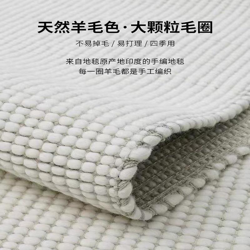 印度原装进口羊毛地毯纯手工编织无胶沙发毯法式高端简约客厅地毯