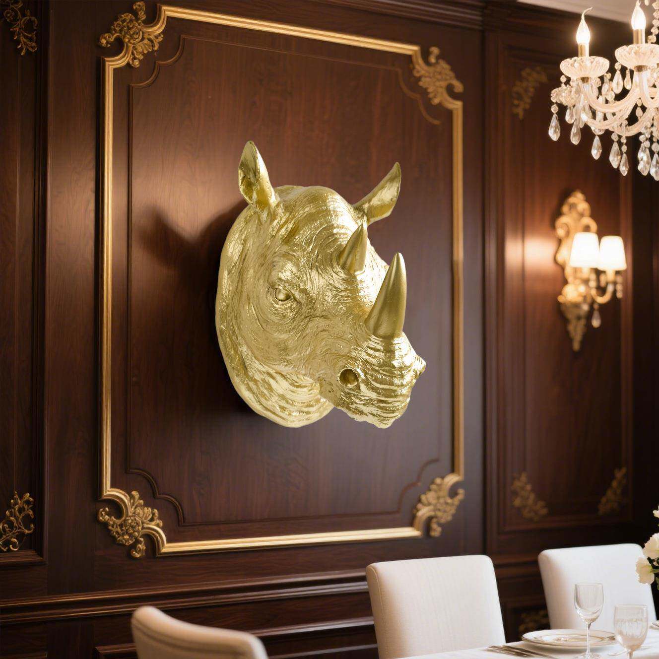 犀牛头壁挂树脂动物头挂件创意墙装饰玄关摆件家居雕像工艺品