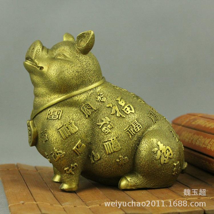 纯铜金猪客厅饰品猪形摆设铜猪摆件工艺品金属十二生肖猪