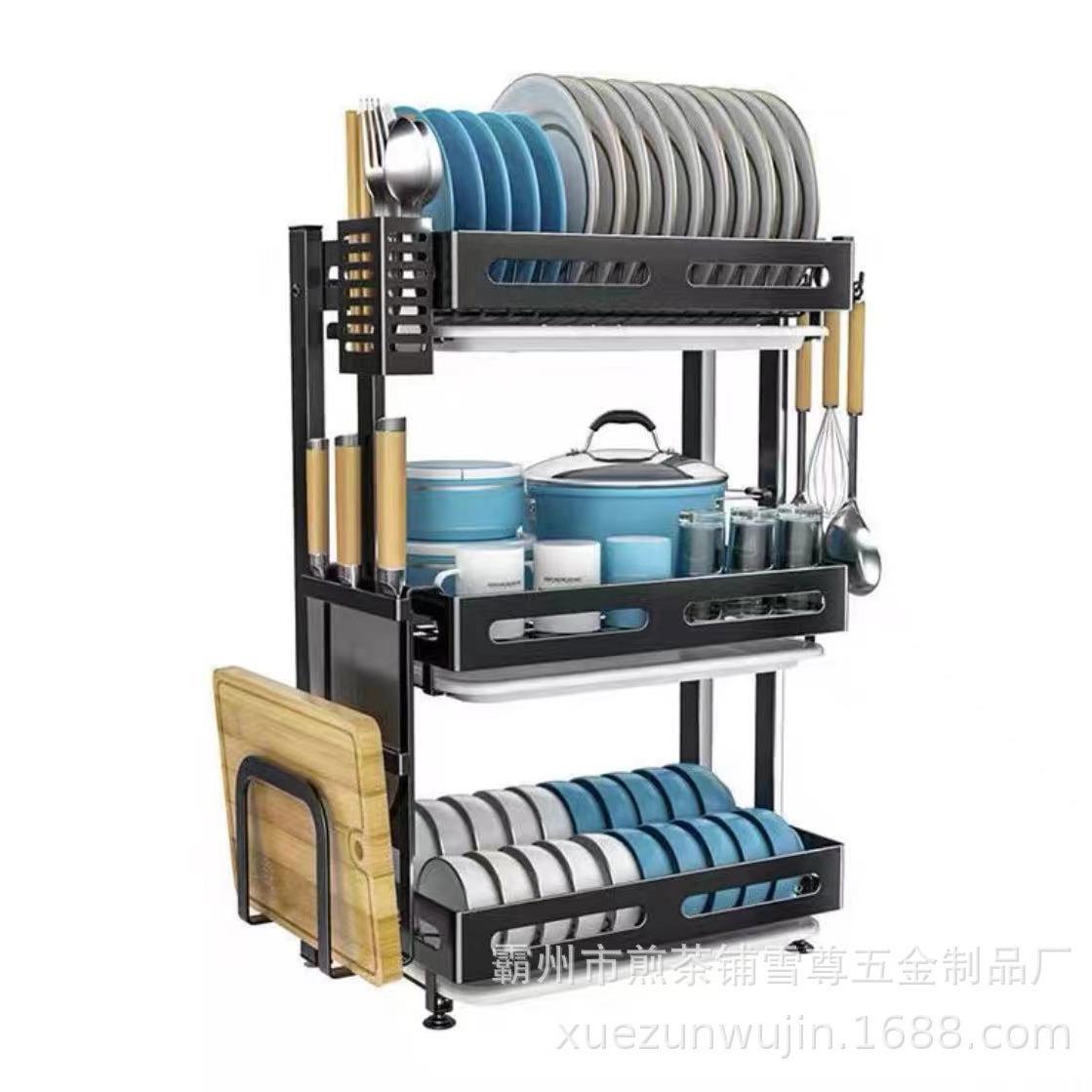 厨房置物架多功能折叠碗盘放碗碟收纳柜碗架沥水架碟盘台面家用品