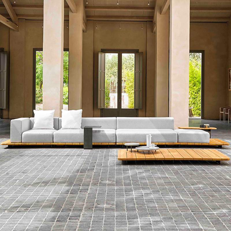 户外转角沙发别墅露台防水防晒柚木家具室外花园民宿休闲沙发组合