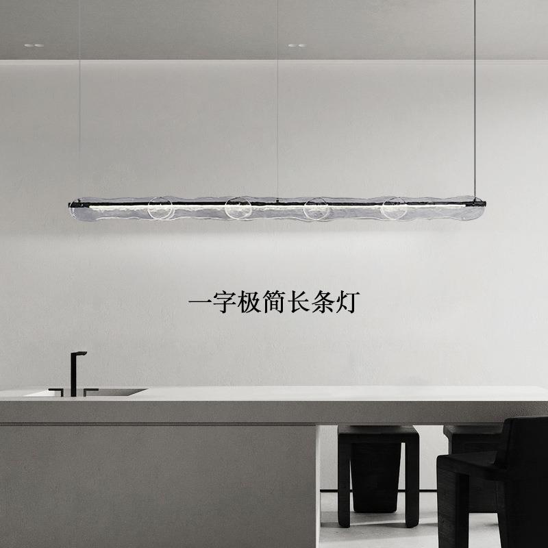 全铜水波纹餐厅吊灯轻奢后现代吧台灯创意设计师极简艺术玻璃吊灯