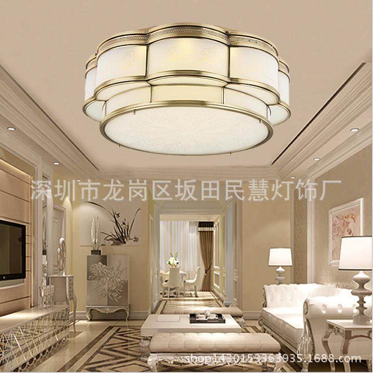 供应LED全铜焊锡灯欧式全铜吸顶灯全铜玻璃吸顶灯