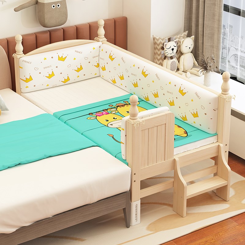 实木儿童拼接床婴儿小床定制宝宝床大人可睡M床腿可调节加宽床边