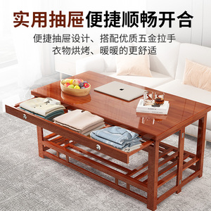 湖南烤火桌子家用新款长方形折叠楠竹烤火架取暖桌实木1.2.米茶1.