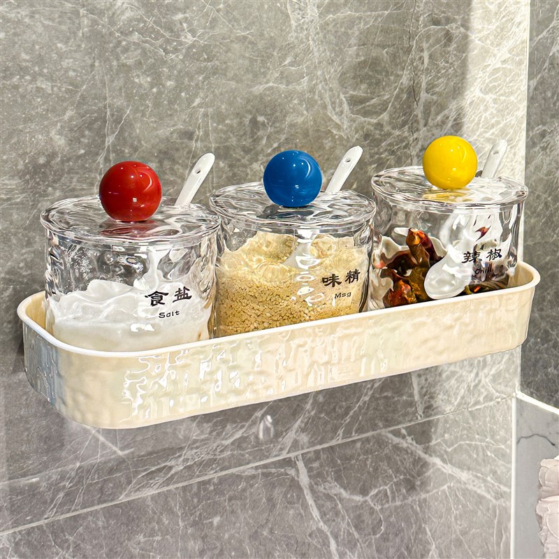 调料盒壁挂厨g房盐味精佐料调味品收纳盒家用墙挂式调味罐组合套