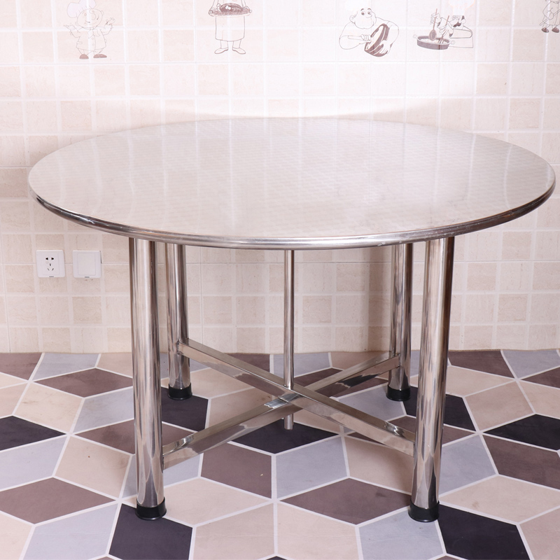 304不锈钢桌子折叠圆桌吃饭桌圆形餐桌餐台S快餐桌家用小户型