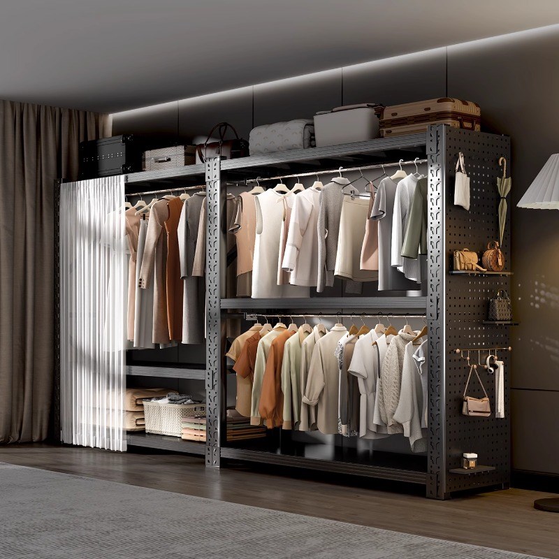 货架衣柜简易组装家用卧室衣帽间B收纳层架子开放式钢制金属防尘