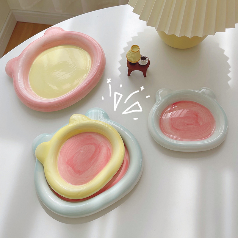 元気喵丨奶fufu陶瓷猫碗狗碗盘碟子盛H主粮罐头宠物碗猫粮宠物用