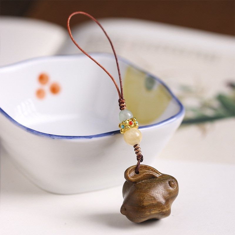 山西直发紫檀木兔子汽车钥匙扣挂件吊坠男R女礼物情侣创意饰