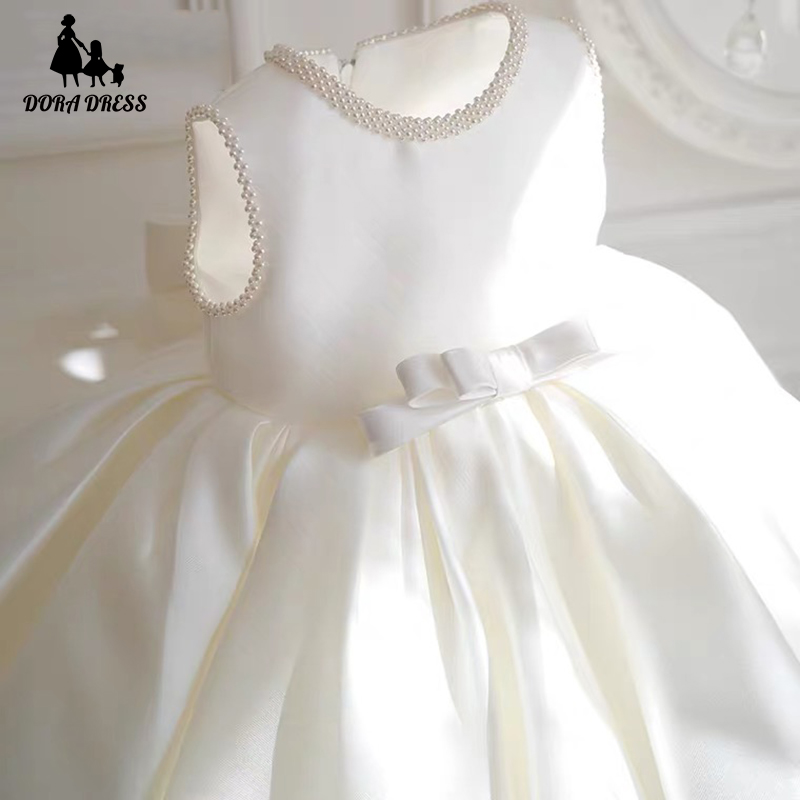 儿童礼服夏周岁女宝宝礼服钢琴A演奏礼服女童生日花童公主裙白色