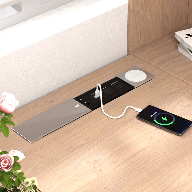 滑盖桌面嵌入式插座多功能电脑桌插线G板办公台面岛台内嵌隐藏排