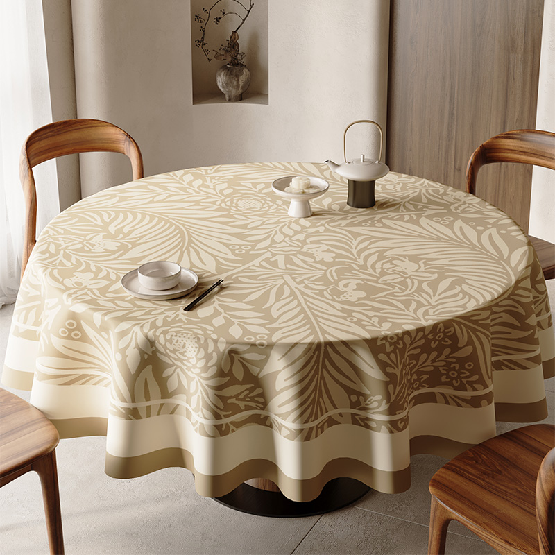 侘寂风圆桌桌布防水防油防烫免洗桌垫酒店家M用圆形大圆桌餐桌布