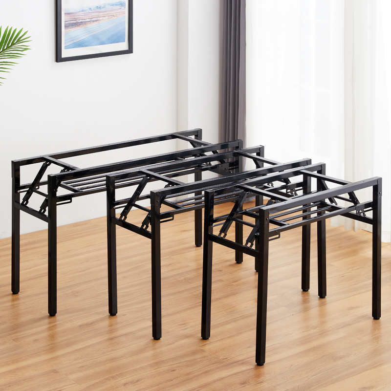 简易家用饭桌脚摆摊架子快餐桌架长条F弹簧桌架折叠桌脚培训会议