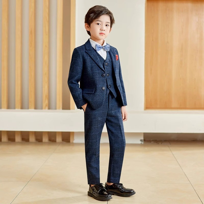 儿童西装套装花童男童礼服秋季男孩主持小西服英伦钢Y琴演出服外
