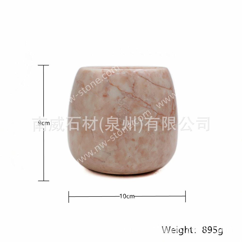 轻奢极简天然大理石烛杯玄关客厅工艺品蜡烛杯摆件笔筒收纳筒