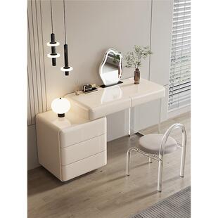 七号公寓梳妆台烤漆意式极简奶油风卧室轻奢化妆桌收纳柜斗柜一体