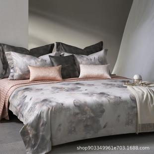 高端轻奢享柔眠140支色织大提花高支纯棉长绒棉四件套全棉床品MLC