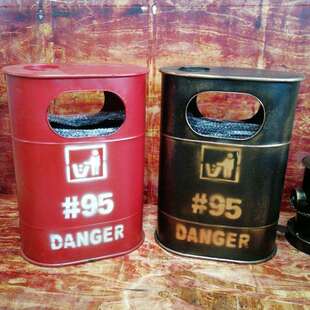 铁艺垃圾桶美式复古工业风大号收纳油漆垃圾桶咖啡酒吧网咖厅摆饰