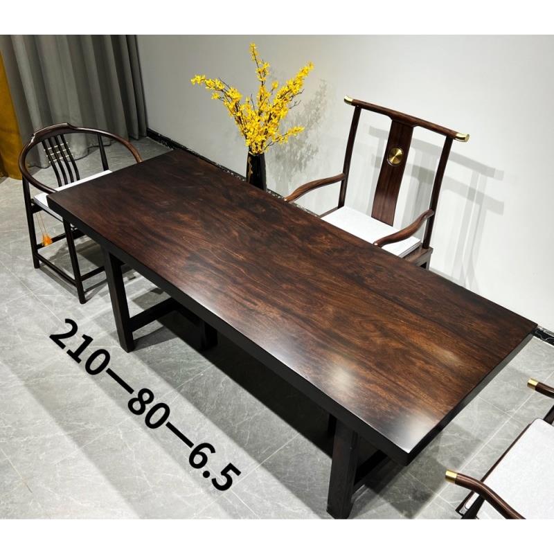 尺寸:210*80*6.5 乌金木实木大板原木茶桌餐桌老板桌会议桌