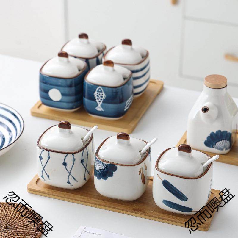 罐陶瓷辣椒油盒油瓶日式带盖家用调味料厨房调料罐调料盒盐罐鸡精