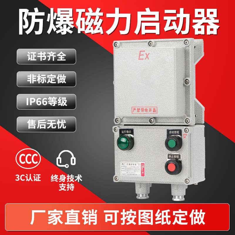 防爆磁力启动器三相电机控制箱220V380V水泵风机按钮启停箱配电箱