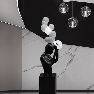 轻奢人物雕塑摆件马头装置艺术品售楼处酒店大堂橱窗落地装饰摆件