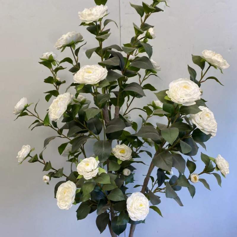 仿真山茶花树假茶树绿植小型盆栽植物室内客厅仿真花盆景仿真绿植