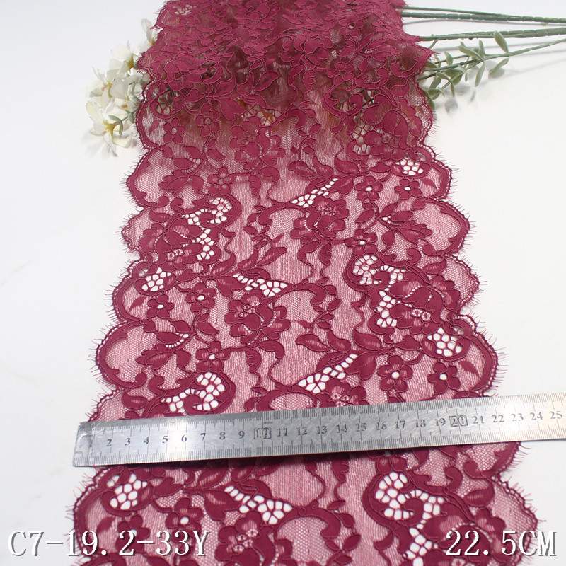 唐隆黑红两色弹力睫毛花边纹理花朵 22cm服饰家纺DIY蕾丝花边辅料