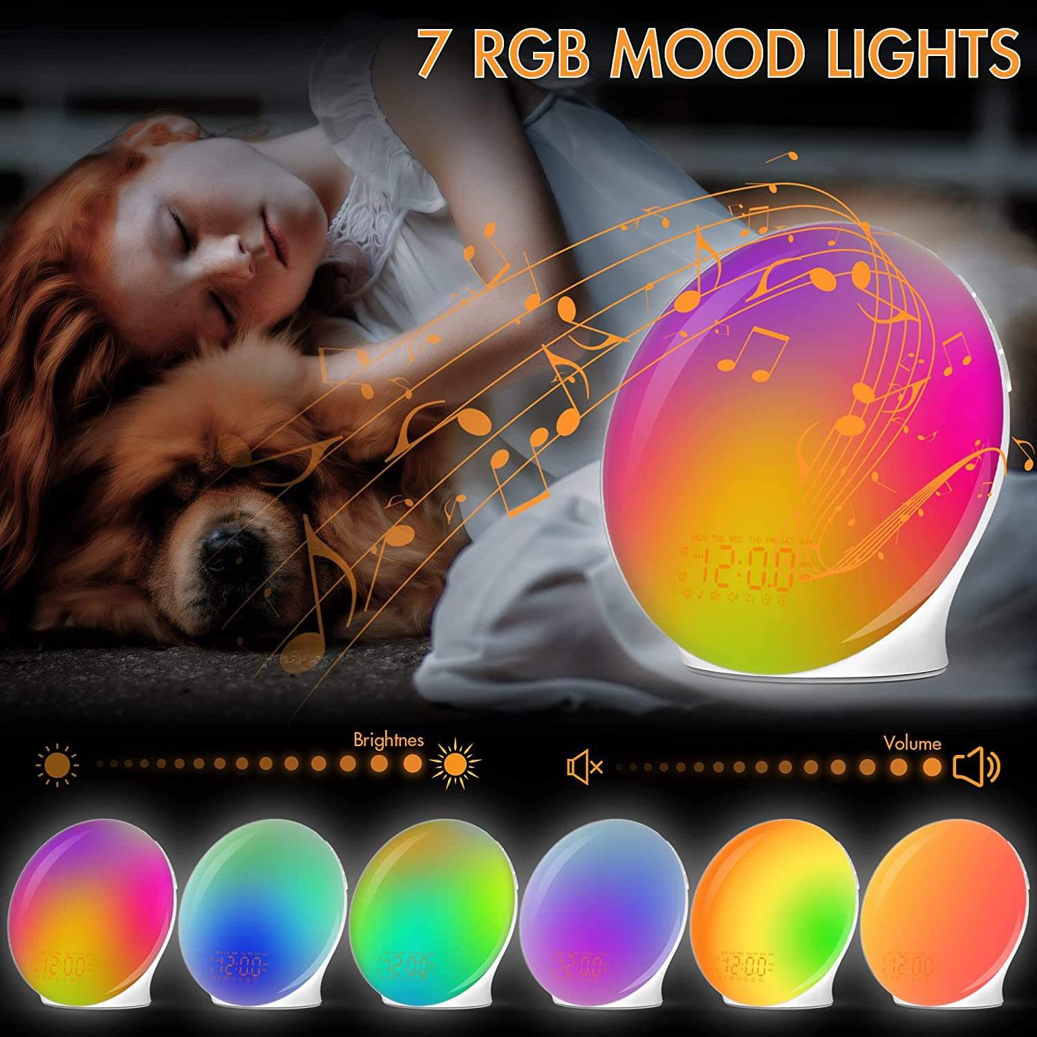 智能闹钟唤醒灯LED护眼床头伴睡SAD光疗灯happy light情感理疗灯